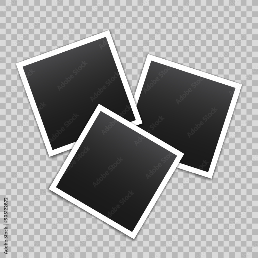 Poster vector empty photo frames with shadow isolated on transparent background. template mockup photo desi