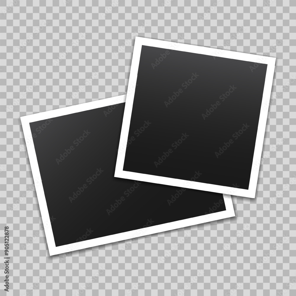 Poster vector empty photo frames with shadow isolated on transparent background. template mockup photo desi