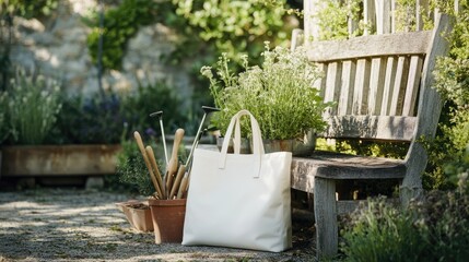 Garden Tools Tote Bag Mockup | Tote bag mockup | realistic