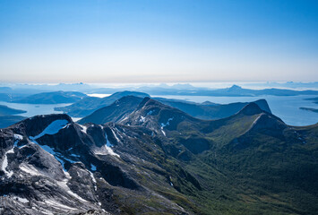 Stunning mountains at the Stetinden peak in Northern Norway. Hiking and climbing are in the arctic...