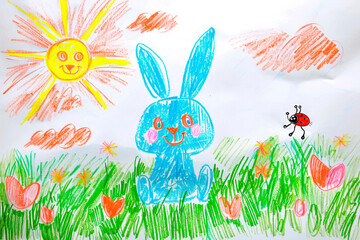 Fototapeta premium drawing of a 5 year old boy