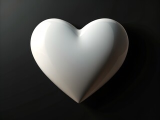 A bold white heart stands out against a dark black background, symbolizing love, unity, and empowerment, perfect for celebrating love, feminism, and social movements.