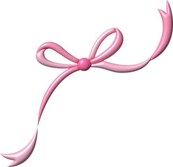 Coquette Bow 3D Icon Pink