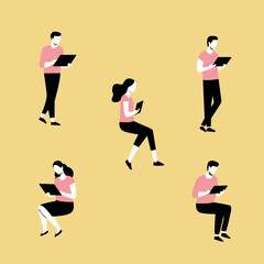 People Using Tablets in Various Poses