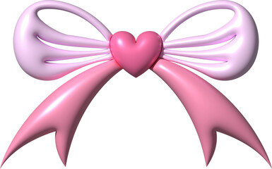 Coquette Bow 3D Icon Pink