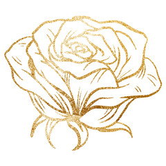 Gold rose png sticker, ornamental floral illustration on transparent background