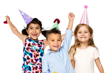 Png kids birthday party sticker, transparent background