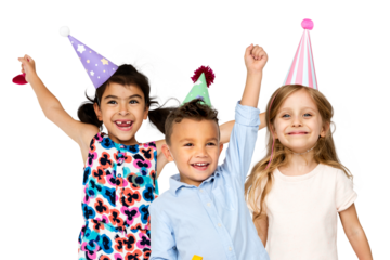 Png kids birthday party sticker, transparent background