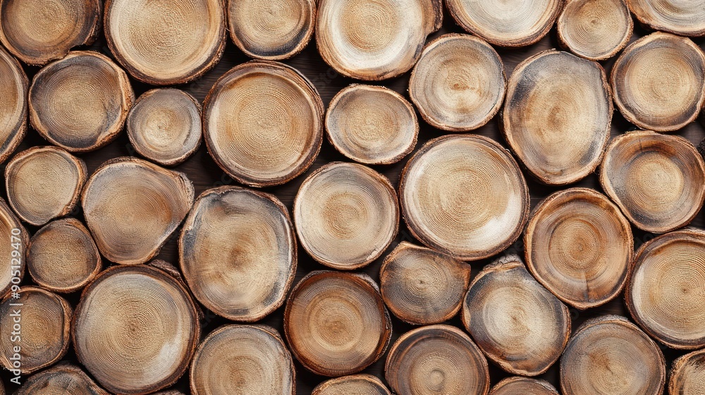 Poster close-up view of circular wood grain pattern