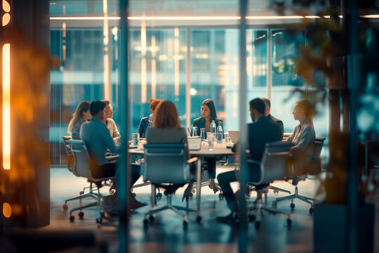 Diverse team in office discussing the business issues