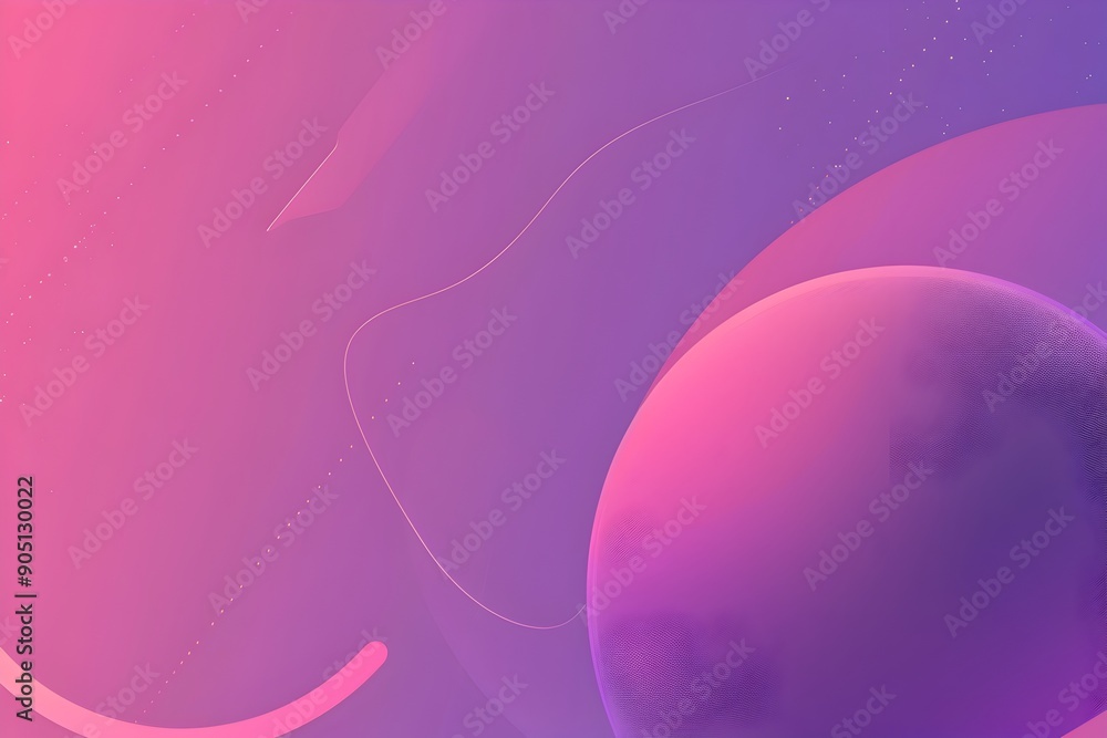 Poster a gradient background with purple and pink colors, featuring an abstract planet motif, evoking the t