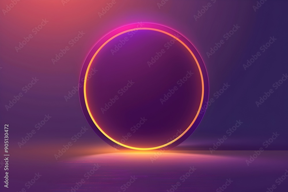 Poster a purple gradient background with rounded edges, featuring a simple planet at the center of the scre
