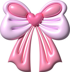 Coquette Bow 3D Icon Pink