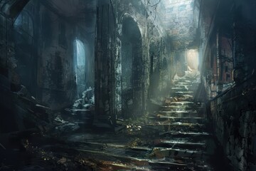 Obraz premium Mysterious Overgrown Ancient Temple Ruins