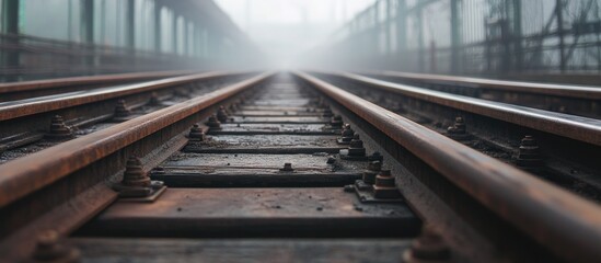 Train Tracks Disappearing into the Fog