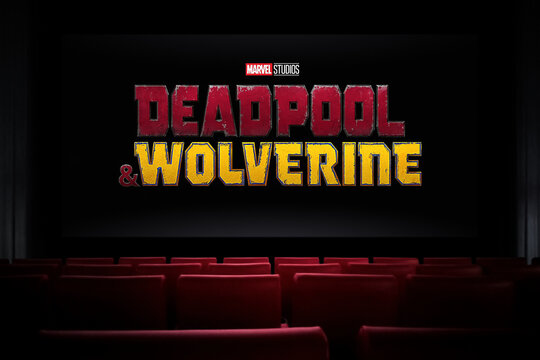 Wolverine and Deadpool movie in the cinema. Watching a movie in the cinema. Astana, Kazakhstan - July 31, 2024.