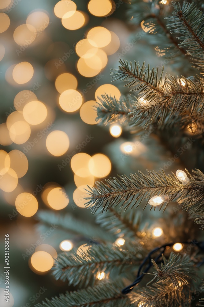 Aufkleber a christmas tree with lights on it. the lights are shining on the tree and creating a warm, cozy atm