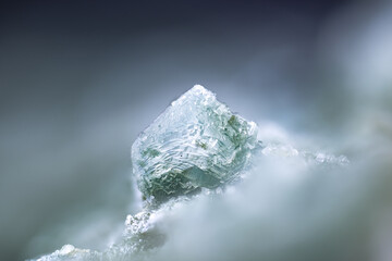 Prehnite crystal with epidote inclusion. Micro photography extreme close-up. microscope mineral...