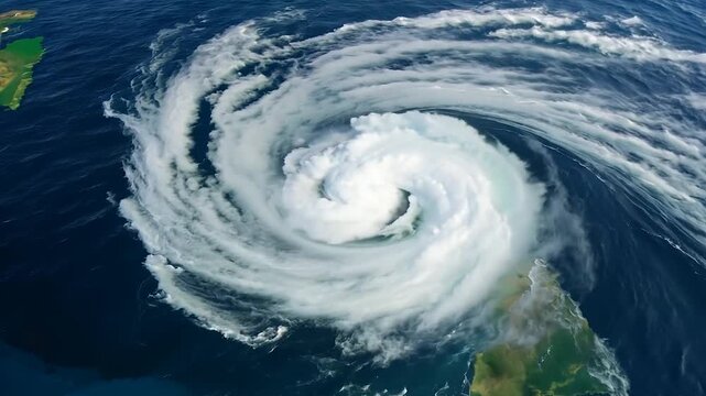 Process of the formation and movement of a huge cyclone. Meteorological satellites guard the safety of people. 1280x720 footage.