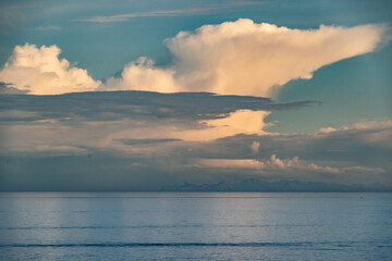 Stormy thick rain clouds over the Atlantic Ocean in Northern Norway