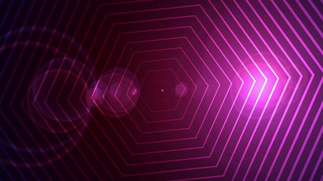 Cyberpunk trendy hexagon background. Hexagon geometric digital data tunnel flowing creative innovation backdrop. Seamless game hex pattern grid cinematic energy lighting footage. Portal space opening
