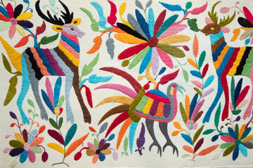 Madrid, Madrid, Spain - April 02, 2024: CTraditional fabrics and prints from the culture of Mexico, made by hand as in the past