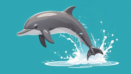 clipart isolated of leaping dolphin with splash