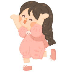 cute girl student happy going to school or summer kid camp activity backpack travel trip camping. child go back to school.