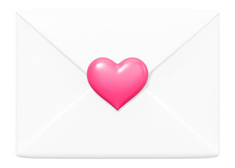 White love letter png, 3D Valentine's illustration, transparent background