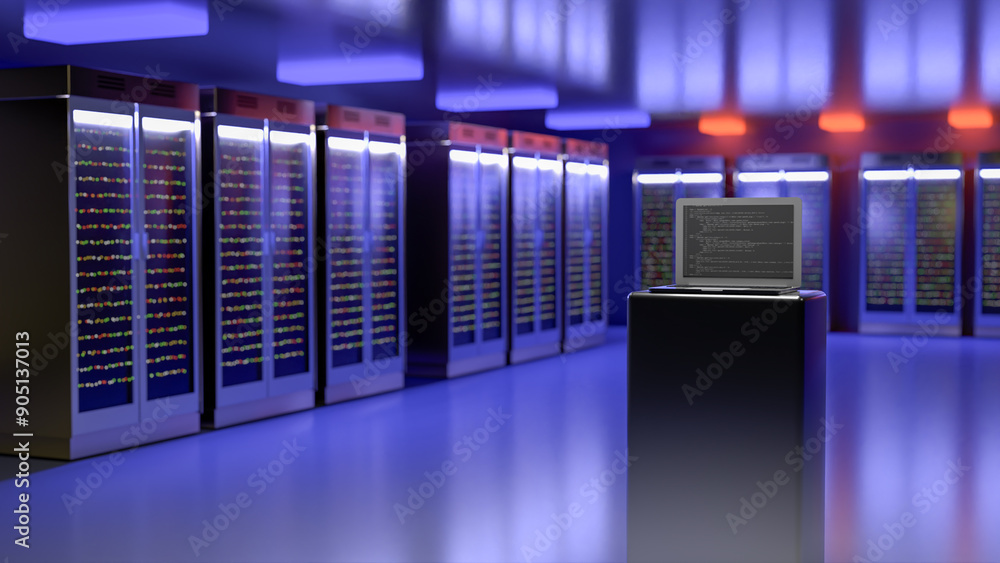 Fototapete server. server data center. backup, mining, hosting, mainframe, farm and computer rack with storage 