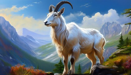 Obraz premium illustration of Himalayan Tahr in a mountain ecosystems