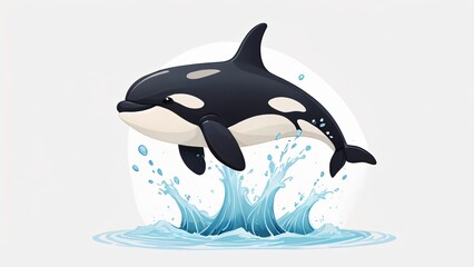 Obraz premium clipart isolated of leaping orca whale with splash