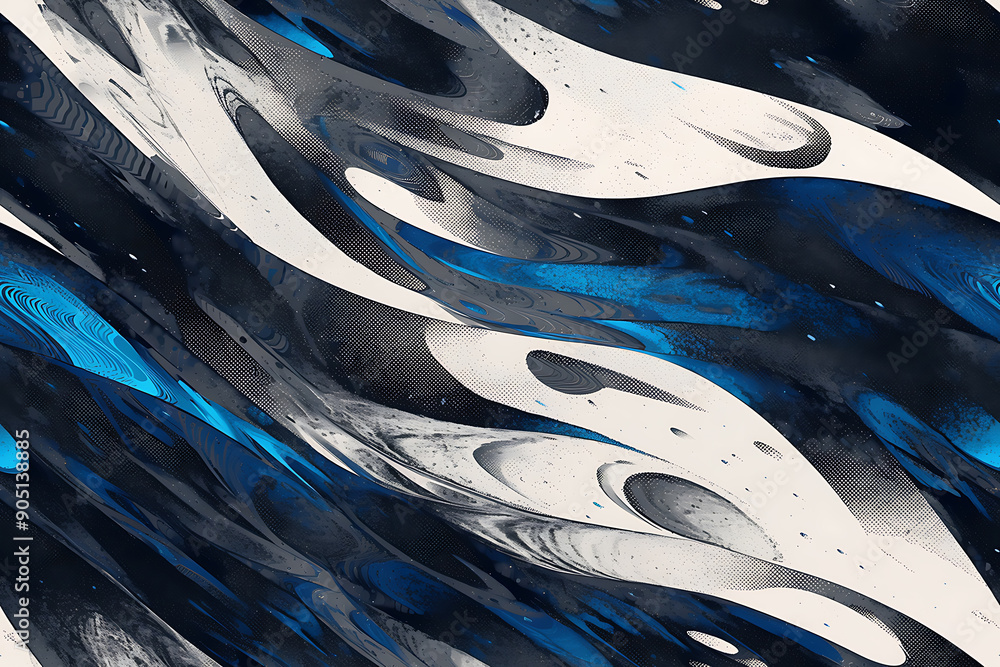 Poster A seamless abstract pattern with fluid, organic forms, evoking calm and elegance. Ideal for serene and sophisticated projects
