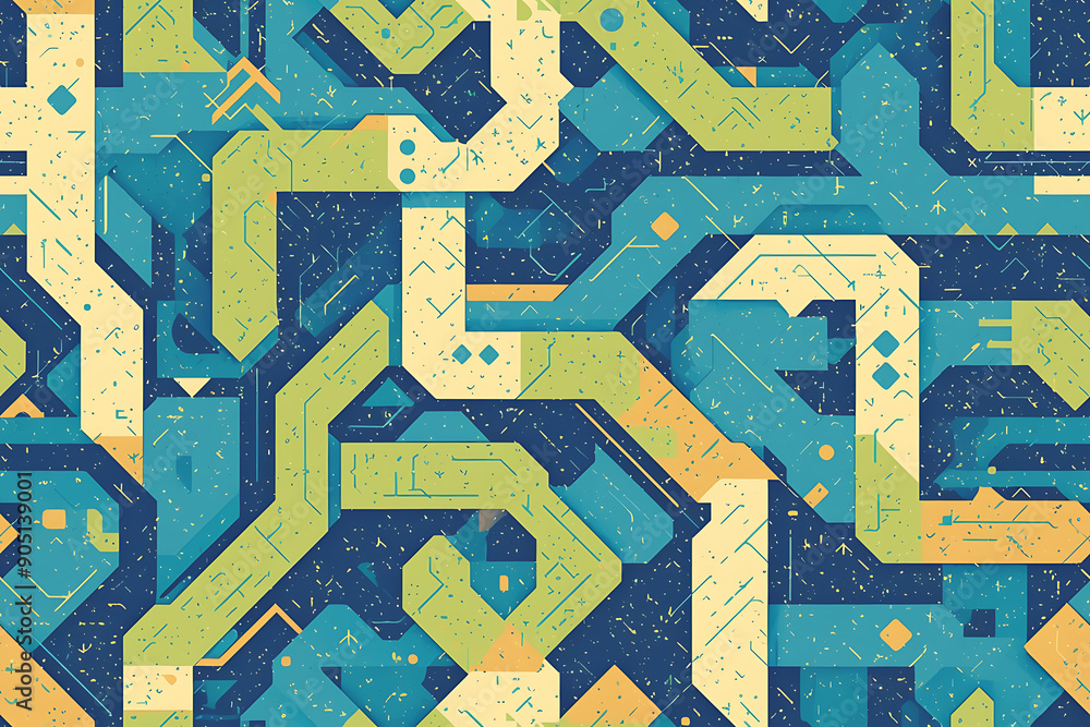 Poster a seamless abstract pattern with fluid, organic forms, evoking calm and elegance. ideal for serene a
