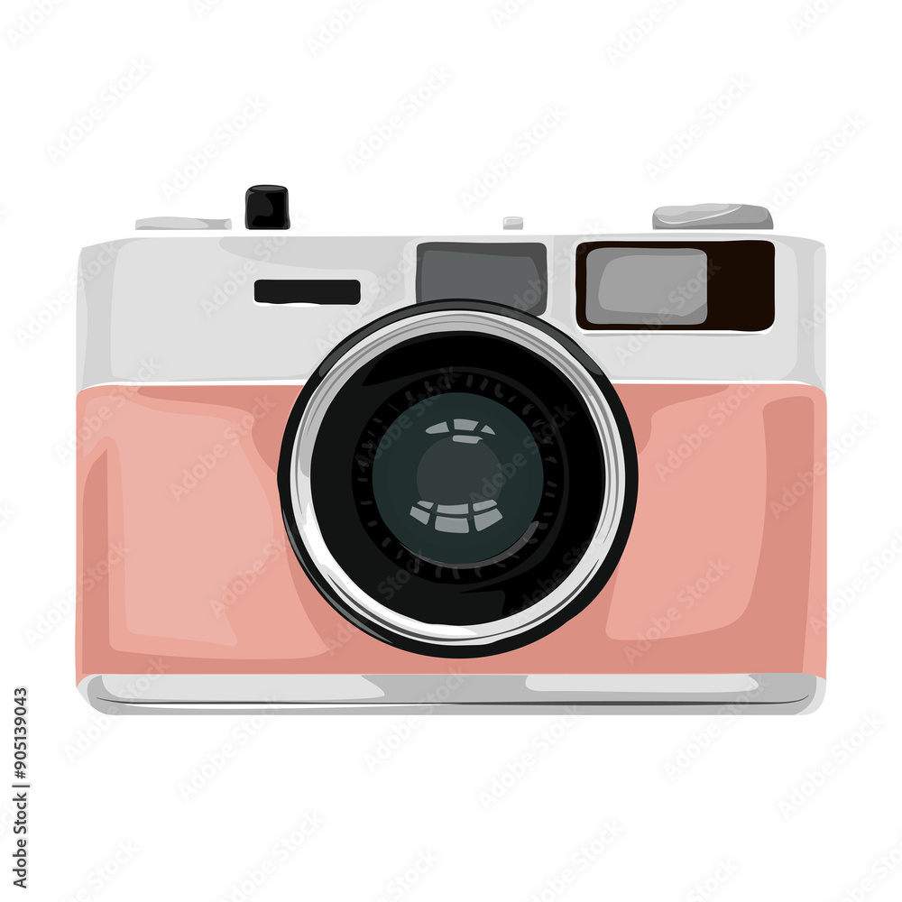 Poster Pink camera png, aesthetic illustration, transparent background