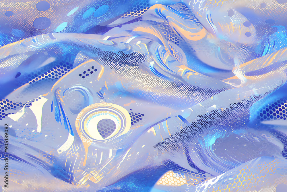 Poster A seamless abstract pattern with fluid, organic forms, evoking calm and elegance. Ideal for serene and sophisticated projects