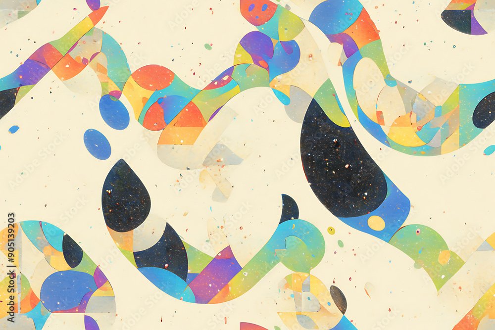 Poster a seamless abstract pattern with fluid, organic forms, evoking calm and elegance. ideal for serene a