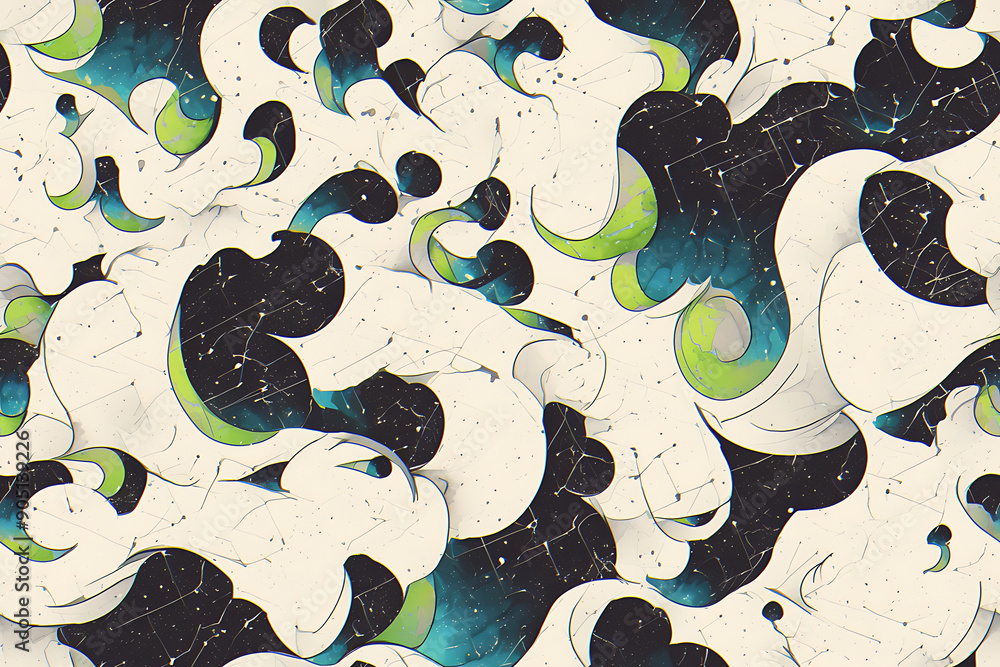 Poster A seamless abstract pattern with fluid, organic forms, evoking calm and elegance. Ideal for serene and sophisticated projects