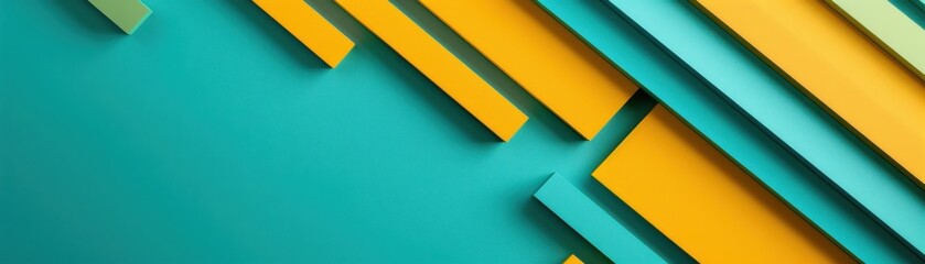 Colorful geometric shapes create a vibrant modern background with layered teal and yellow elements for artistic design.