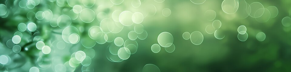 A defocused sparkling green bubbles and reflections in bright light.