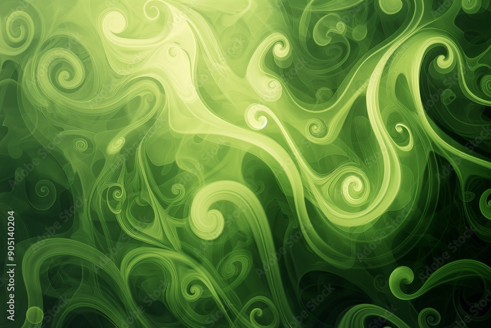 Poster a vibrant, dynamic fractal wave pattern with a flowing, abstract design and a decorative backdrop.