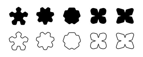 Abstract and basic shape icon collection. Geometric y2k style element shape. Polygonal elements. Modern trendy minimalist basic figures, circles, hexagon, star, flat style. Vector illustration