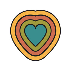 Groovy heart png, love illustration, transparent background