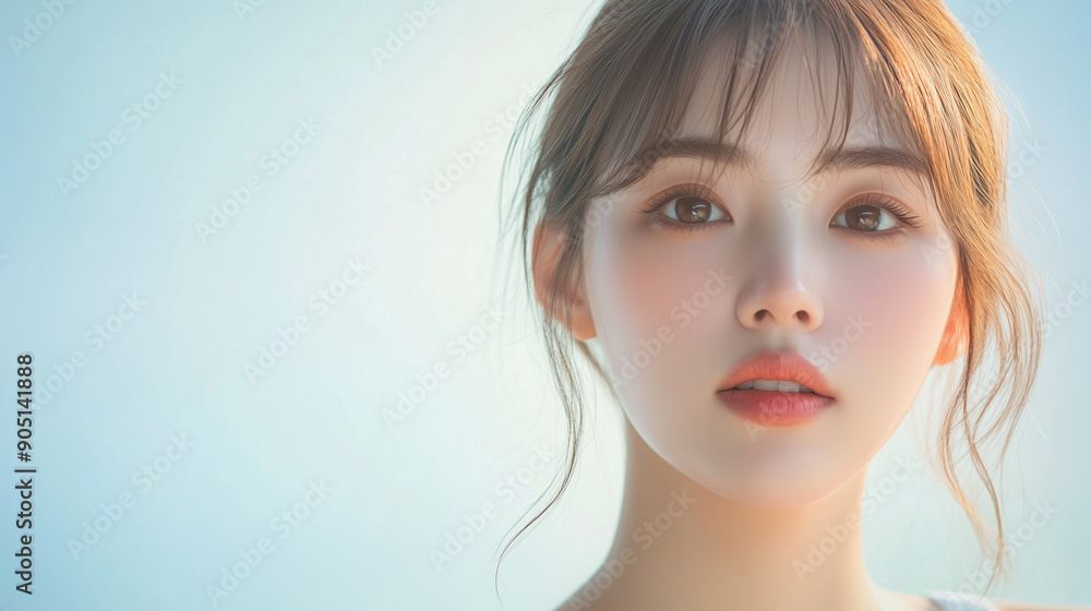 Poster 美肌の若くて可愛いアジア人女性モデルの美容ポートレート｜日本、韓国、中国