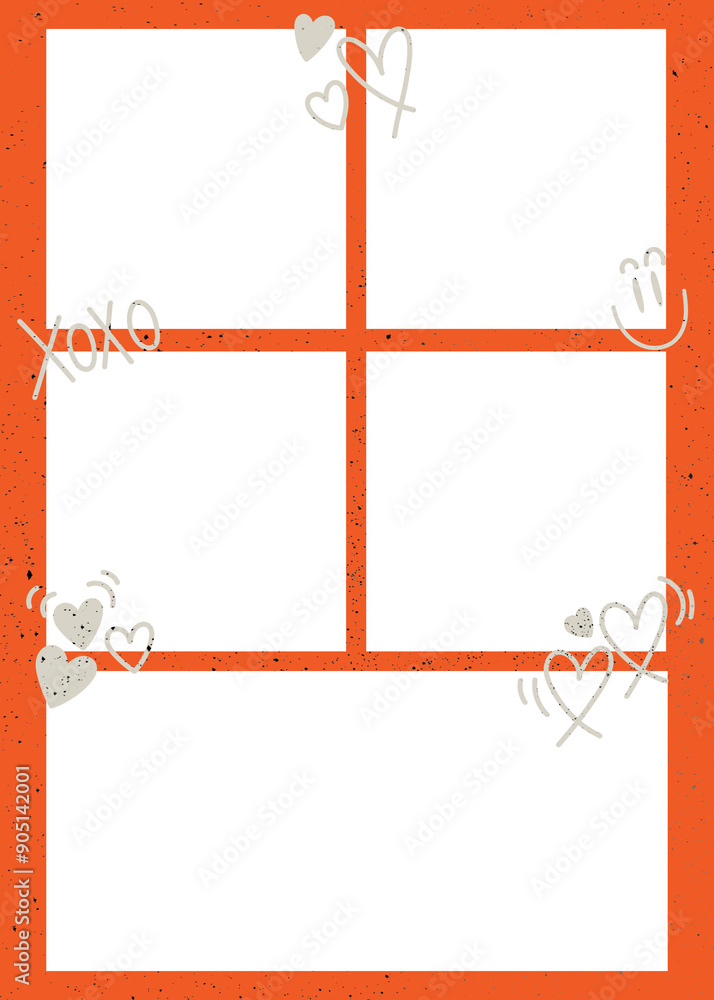 Poster png cute orange doodle photo collage