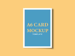 A6 card mockup template in yellow background