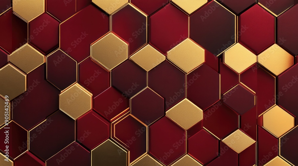 Poster stylish dark red and gold geometric pattern background for web design and business use.