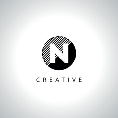 Letter N Line Logo Icon with Elegant Circle Vector Design.