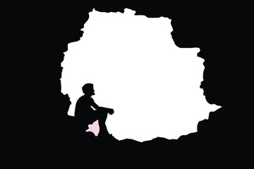 Man sitting in big caves