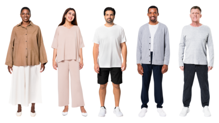 Png apparel mockup on diverse group of people for apparel ad